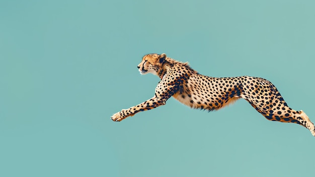 Foto een cheetah loopt snel over de open graslanden. zijn lange, slanke lichaam is bedekt met gouden vacht met zwarte vlekken.