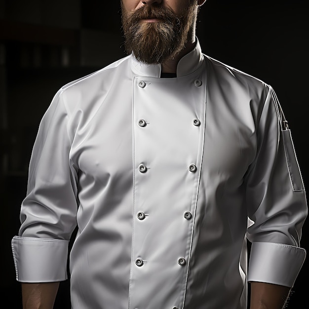 Foto een chef-kok uniform gefotografeerd close-up met chef-kok jas schort scène fotoshoot concept