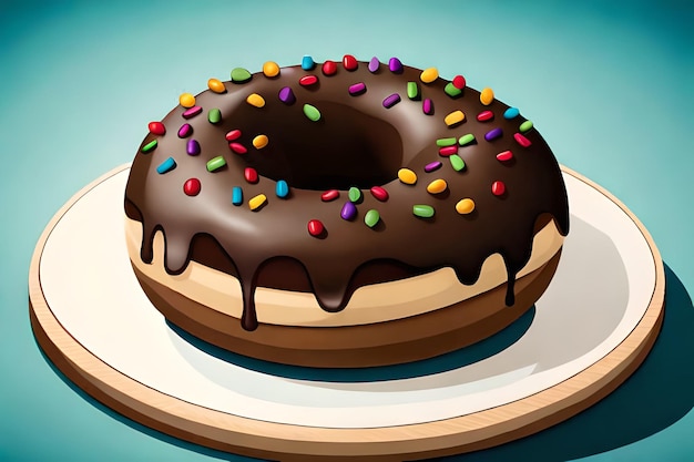 Een chocolade donut met hagelslag erop