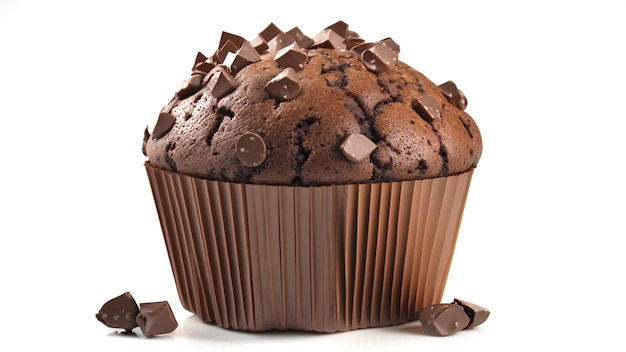 Foto een chocolademuffin met chocoladeschilfers erop