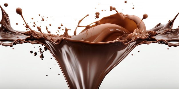 Een chocoladeplons wordt in een glas gegoten.