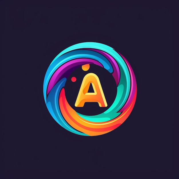 Foto een cirkelvormig logo plat en zeer eenvoudig gradiënt multi-ontwerp op kleurrijke achtergrond