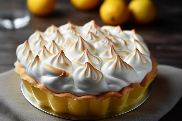 Een citroen meringue pie met perfect bruine toppen