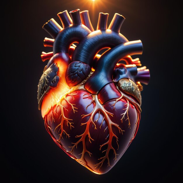 Een close-up beeld van de ingewikkelde details van een menselijk hart