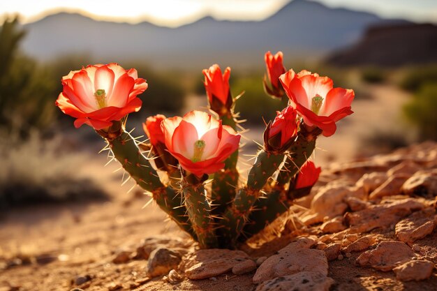 Foto een close-up beeld van een cactusbloem in volle bloei generative ai