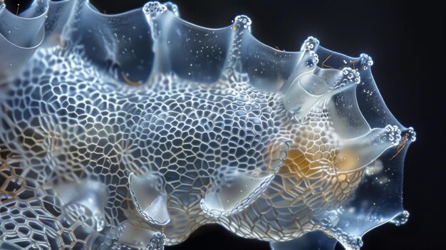 Foto een close-up beeld van een enkel stuifmeelkorrel vergroot om de kleine ingewikkelde details te onthullen, waaronder