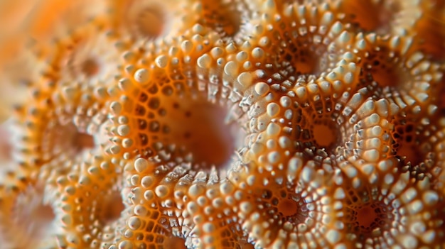Een close-up beeld van een enkele schimmel spore zijn gladde oppervlak bedekt met kleine hobbels en randen de