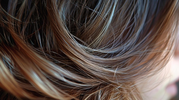 Een close-up beeld van een vrouw met lang haar dat in de wind waait en een kapsel toont met de juiste haarverzorging en styling