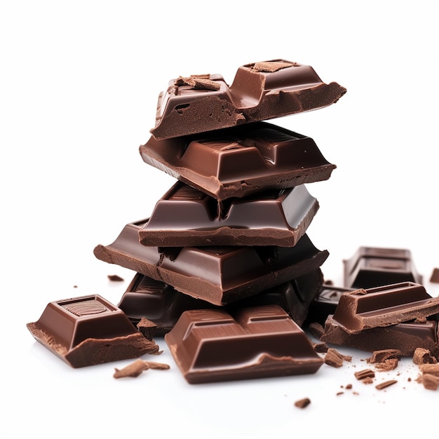 Foto een close-up donkere chocolade pc's geïsoleerd op een witte achtergrond