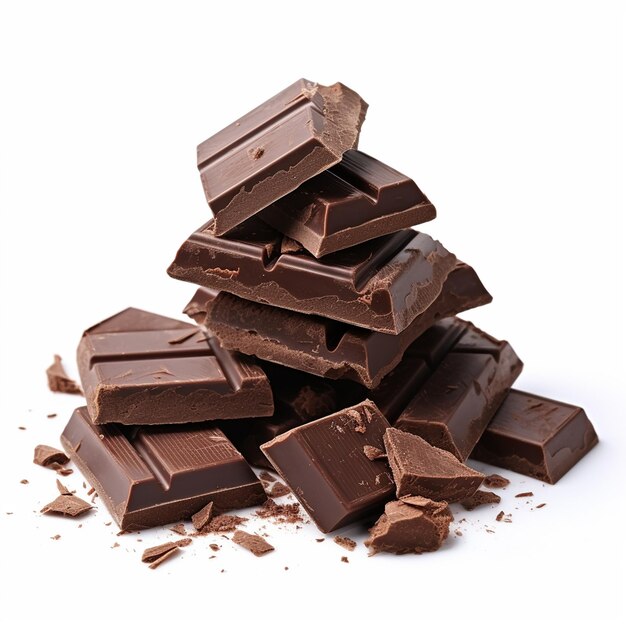 Een close-up donkere chocolade pc's geïsoleerd op een witte achtergrond