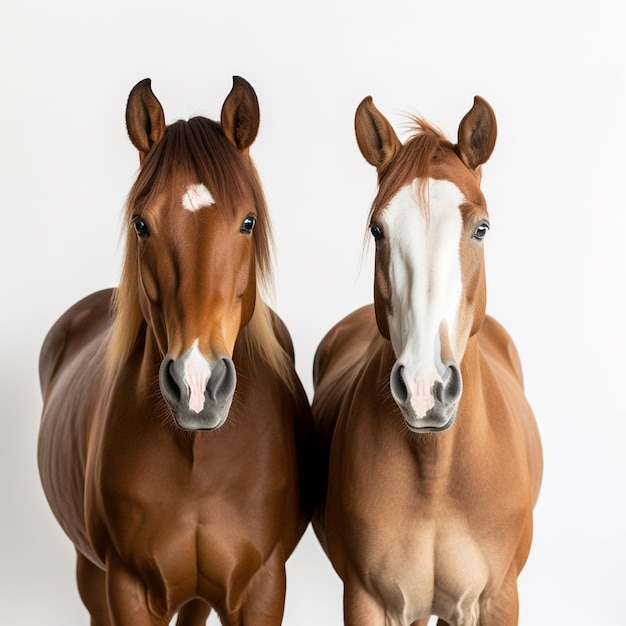 een close-up foto en schilderij van paarden die samen met elkaar staan