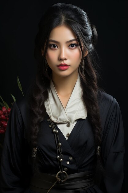 Een close-up foto van een mooi Koreaans meisje.