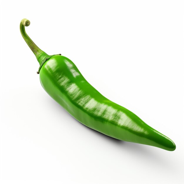 Foto een close-up groene chili geïsoleerd op een witte achtergrond