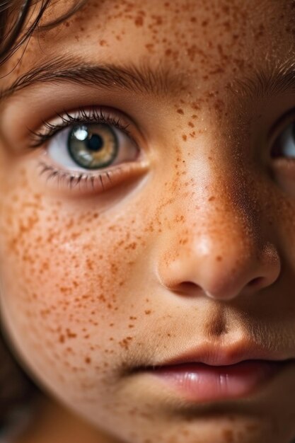 Een close-up macro-opname van een boeiend babygezicht