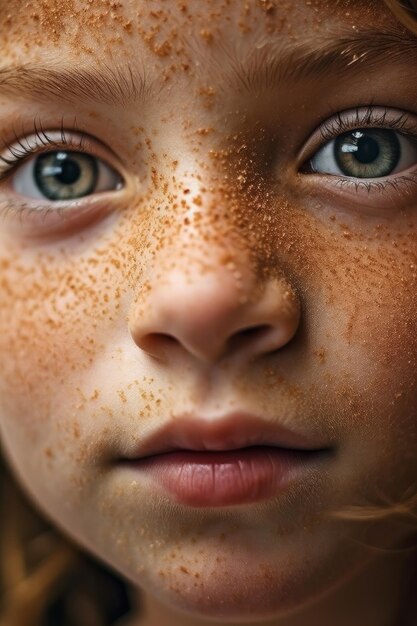 Foto een close-up macro-opname van een boeiend babygezicht