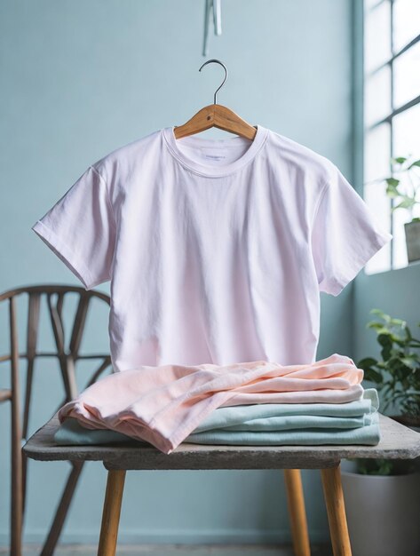 Een close-up opname van een gewone witte T-shirt mockup