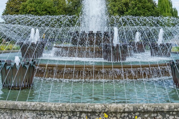 Foto een close-up opname van een majestueuze fontein in olympia washington