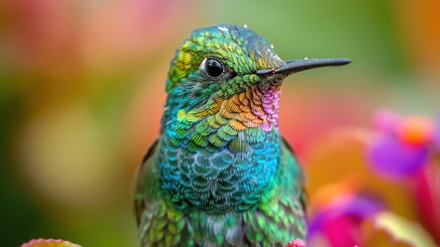Een close-up portret van een levendige kolibrie
