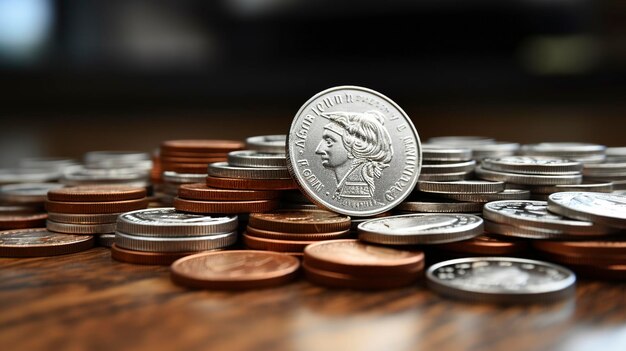 Een close-up shot van munten die worden gespaard om een lening terug te betalen
