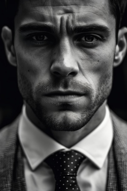 Foto een close-up stock photo zwart-wit portret van een man