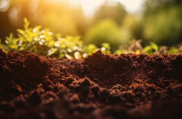 Een close-up van aarde met een groene achtergrond