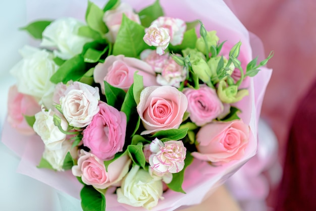 Een close-up van bloemen in een hoge hoek