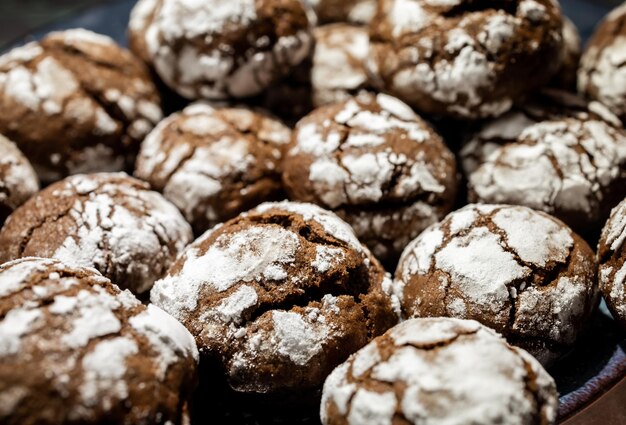 Foto een close-up van cacao koekjes