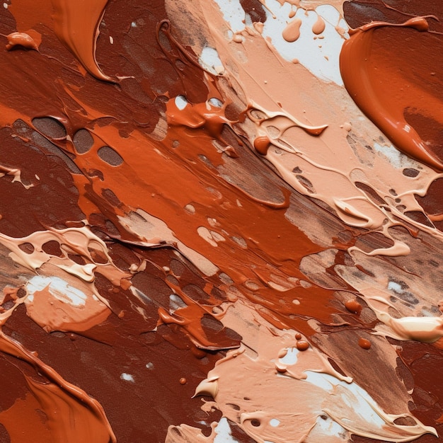 een close-up van chocolade en oranje verf op een fluitje van een cent generatieve ai