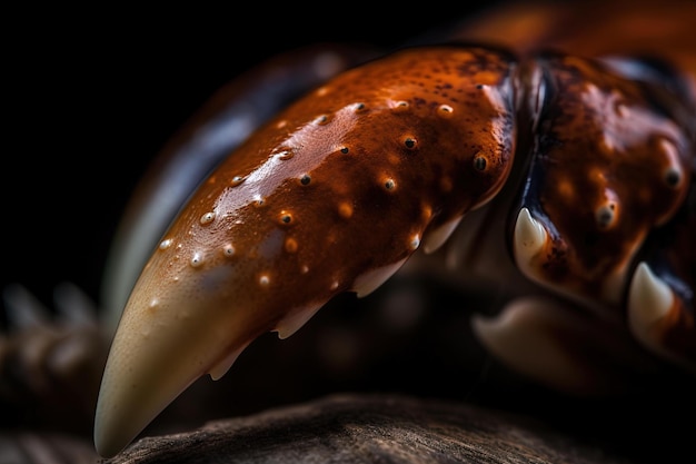 Een close-up van de klauw van een krab