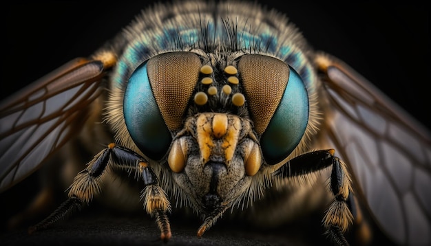 Een close-up van de ogen van een bij