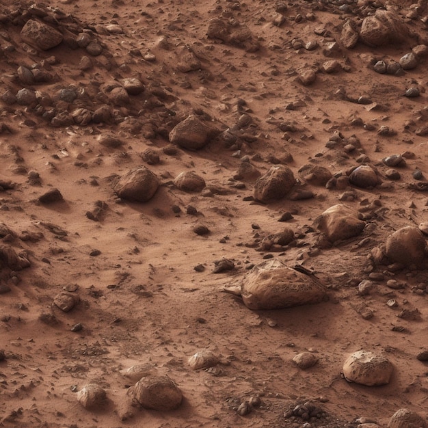 Een close-up van de rotsen op het oppervlak van mars.
