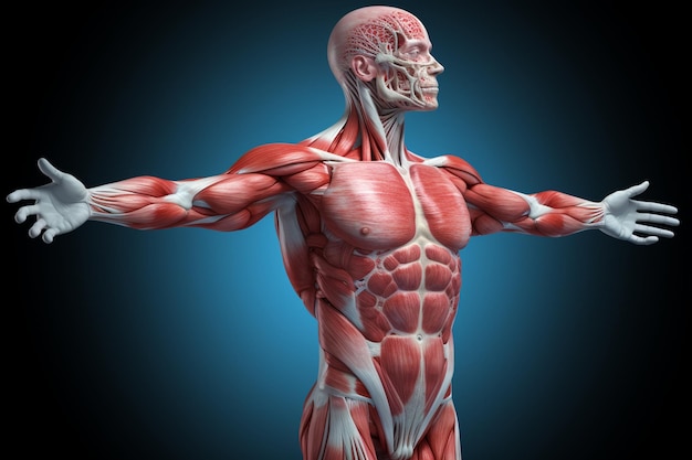 Foto een close-up van de spieren van een man en spieren die de spieren generatieve ai tonen