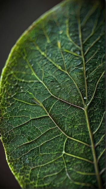 een close-up van een blad met waterdruppels erop