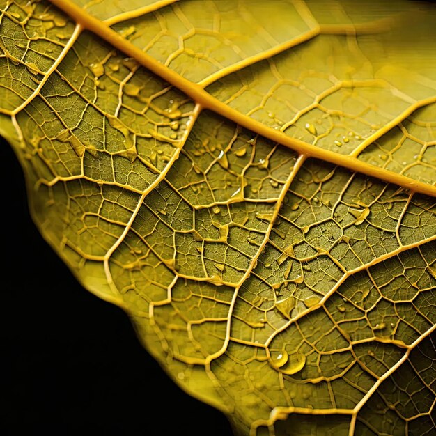 Foto een close-up van een blad met waterdruppels erop