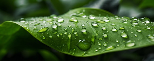 een close-up van een blad met waterdruppels