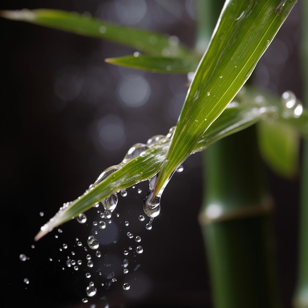 Een close-up van een blad met waterdruppeltjes erop