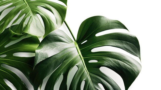 Een close up van een blad van de plant monstera.