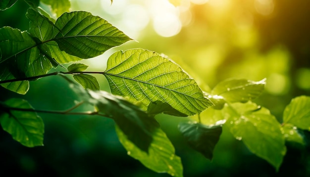 Een close up van een blad waar de zon op schijnt