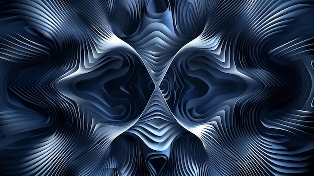 een close-up van een blauw abstract ontwerp met een zwarte achtergrond generatieve ai