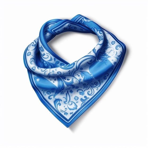 een close-up van een blauw-witte bandana met een bloemenontwerp generatief ai