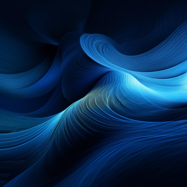Een close up van een blauwe abstracte achtergrond met een gebogen golf generatieve ai