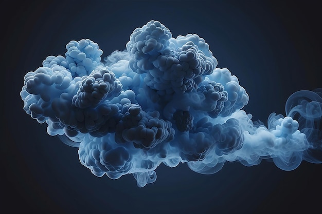 Een close-up van een blauwe rookwolk in de lucht