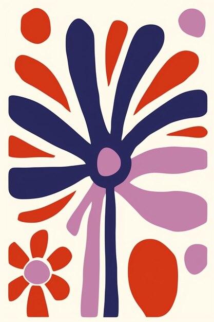 een close-up van een bloem met een rood en blauw ontwerp generatieve ai