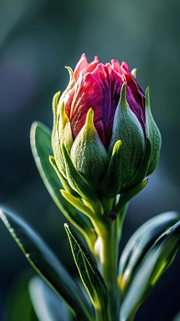 een close-up van een bloem met een wazige achtergrond