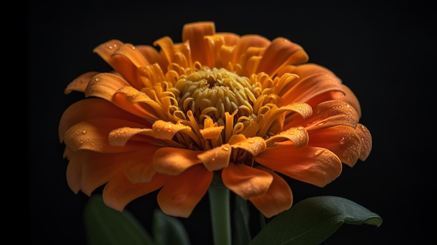 Een close-up van een bloem met een zwarte achtergrond