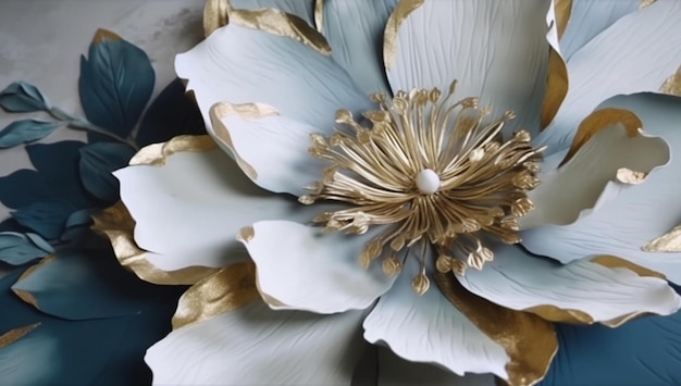 Een close-up van een bloem met gouden accenten