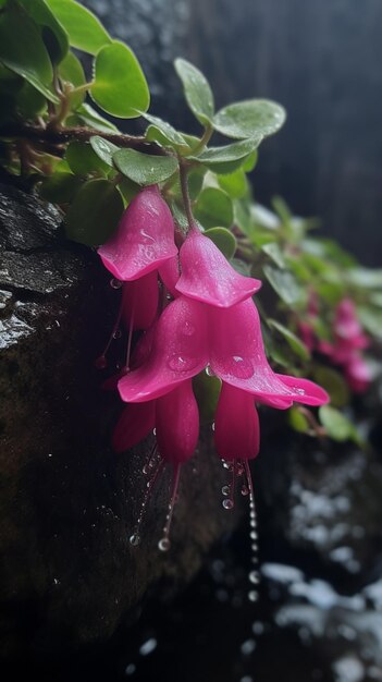 Een close-up van een bloem met waterdruppeltjes erop