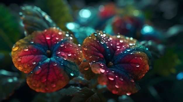 Een close-up van een bloem met waterdruppeltjes erop