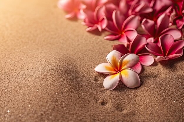 Een close-up van een bloem op het zand