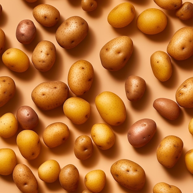 een close-up van een bos aardappelen op een tafel generatieve ai